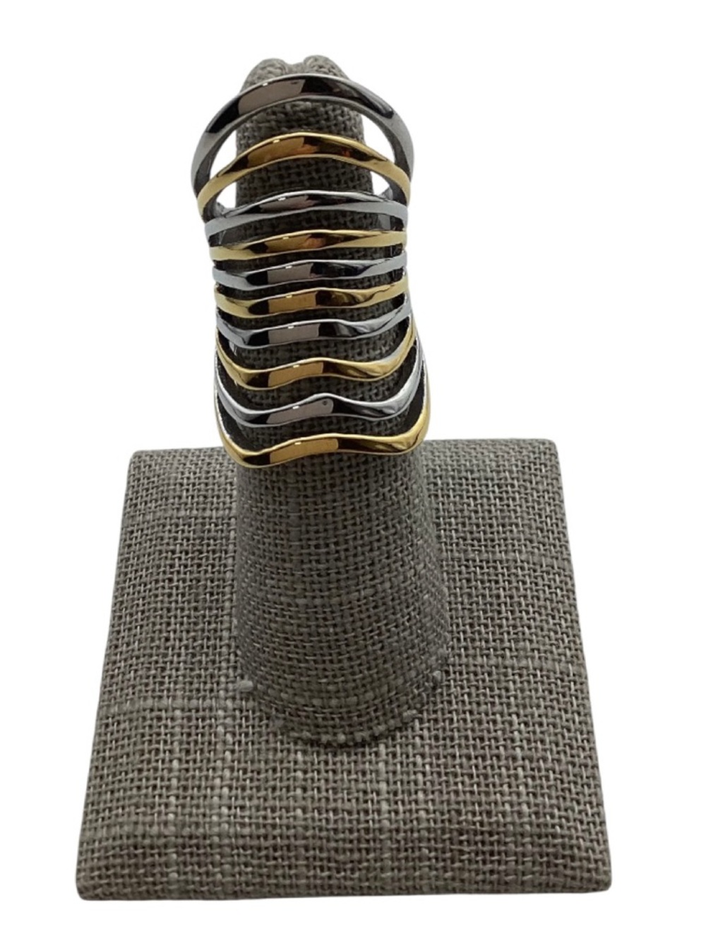 Stainless Steel Two-Tone Freeform Ring (NWT) (Size: 6) - Picture 4 of 12